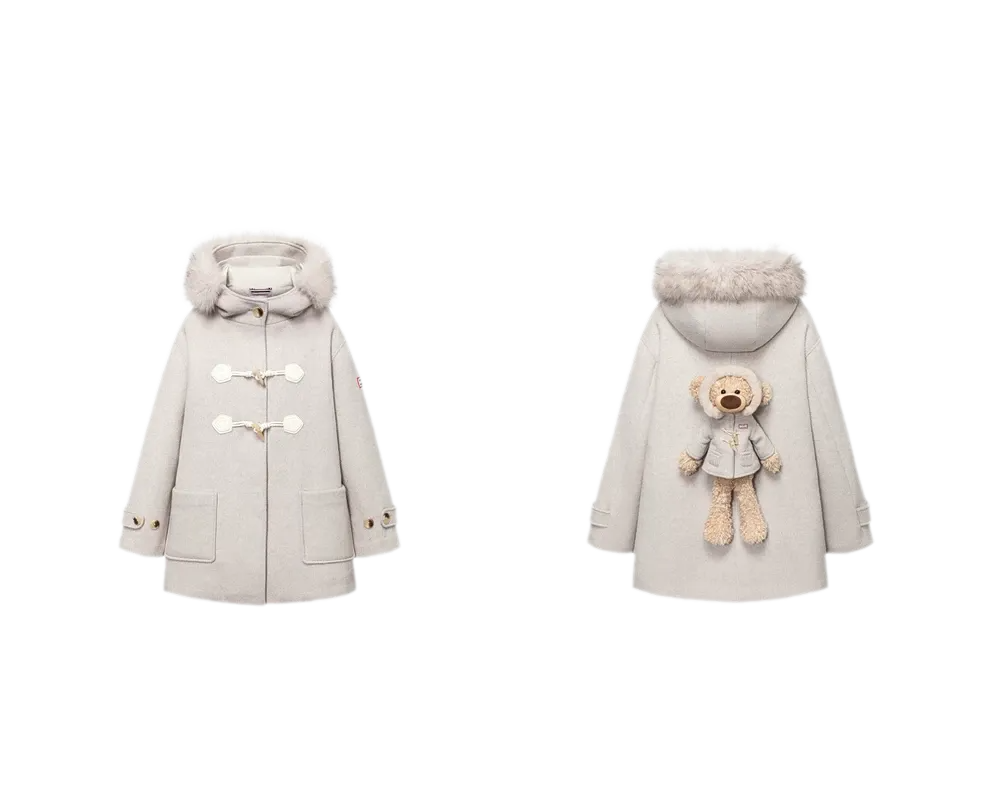 Manteau en laine texturée à boutons brandebourg