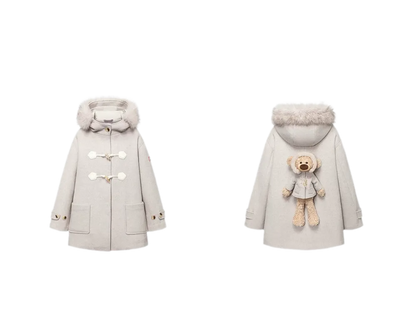 Manteau en laine texturée à boutons brandebourg