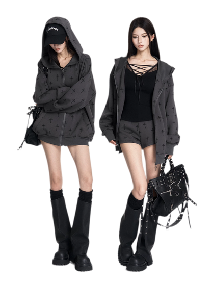 Printed Hooded Trackwear Set