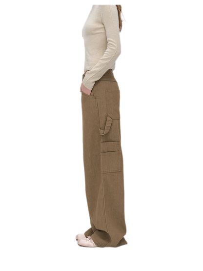 Enzyme-Washed Wide-Leg Utility Jeans