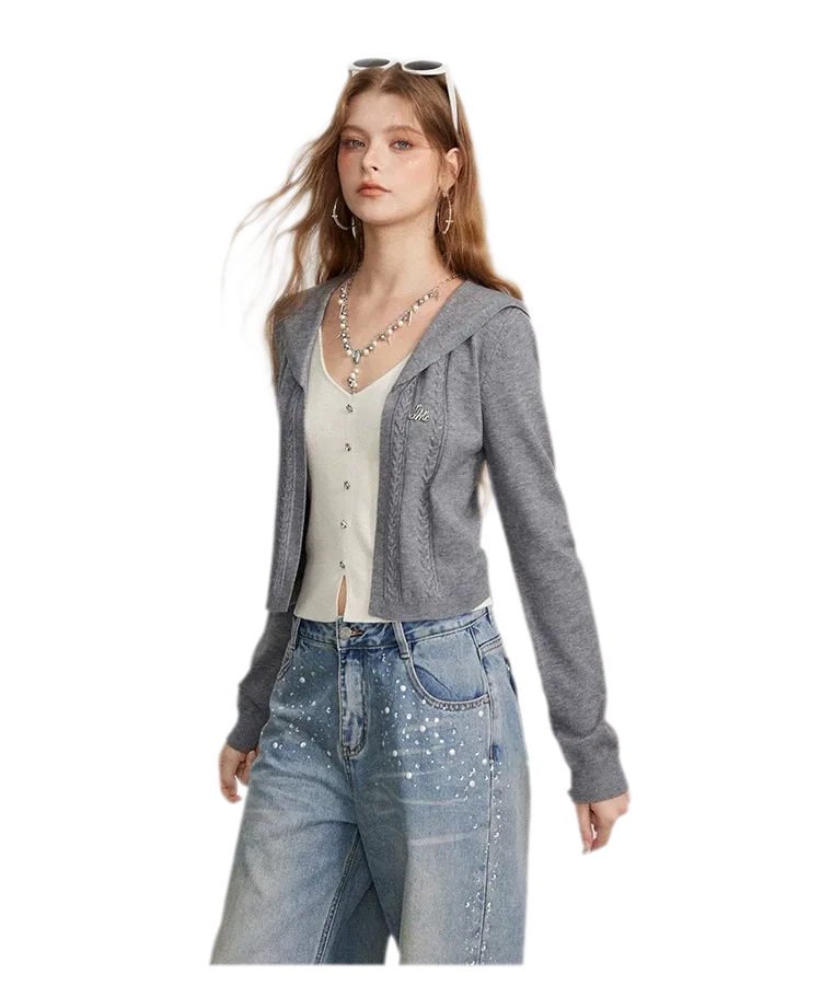 Textured Sailor Collar Sweater