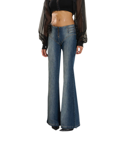 Washed Denim Multi-Belt Jeans