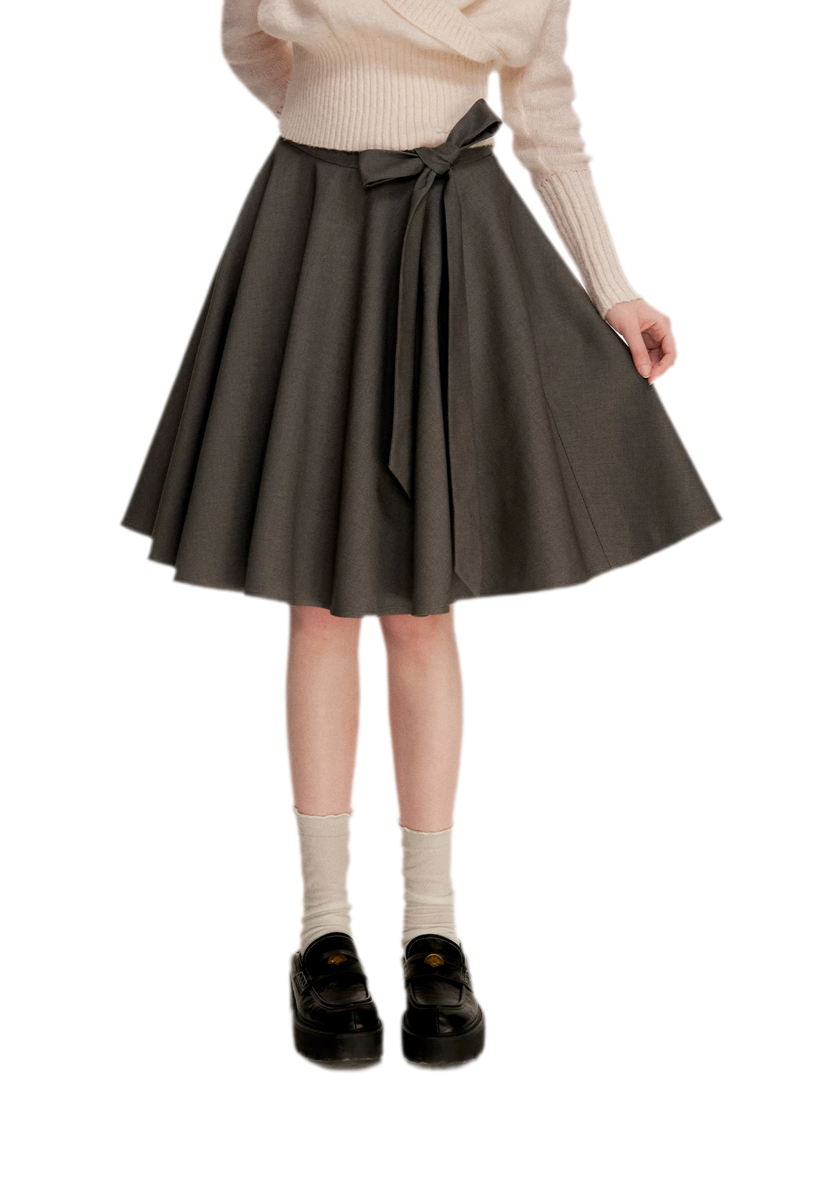 Tencel Wool Flared Midi Skirt