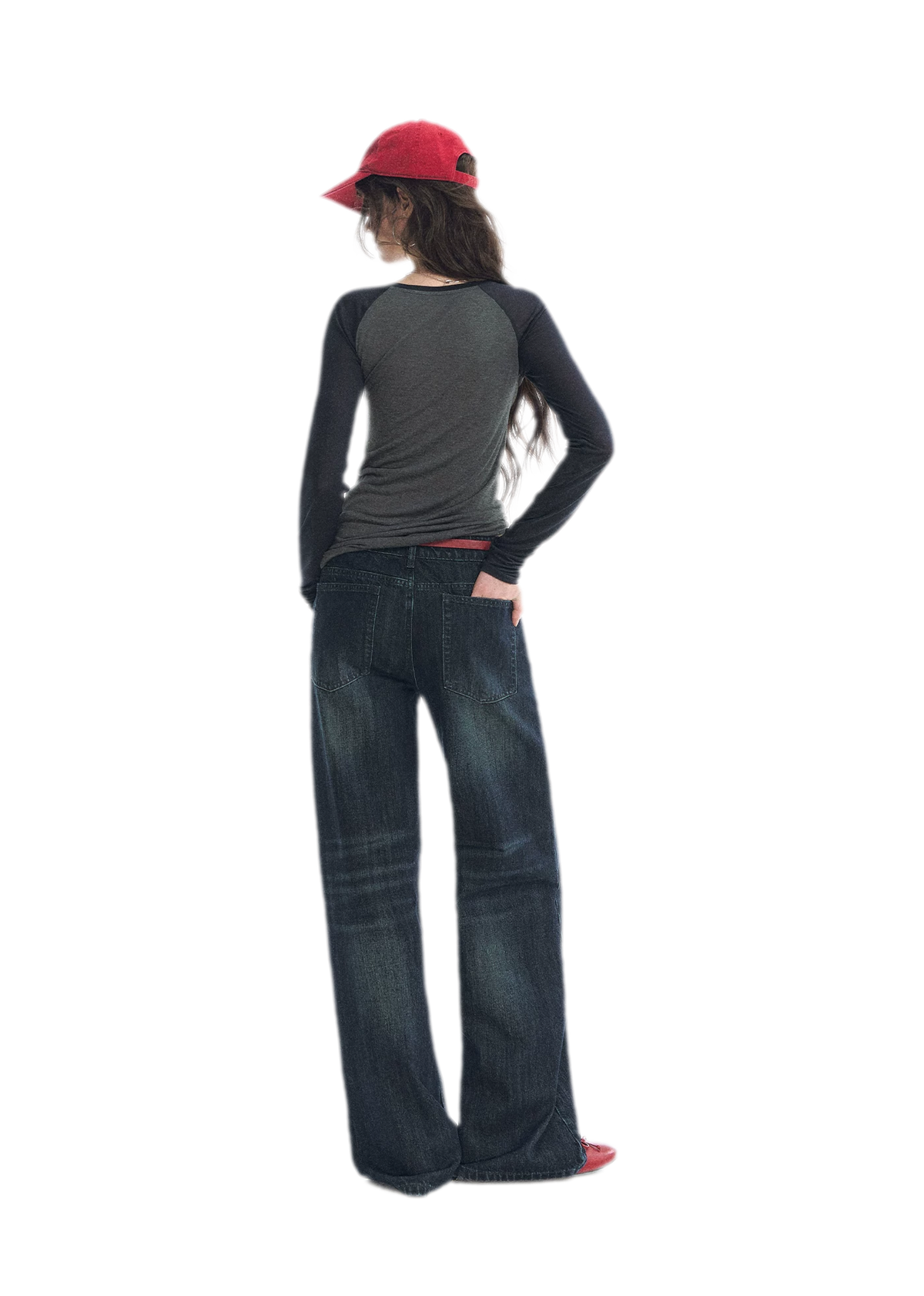 Washed Low-Rise Straight-Leg Jeans