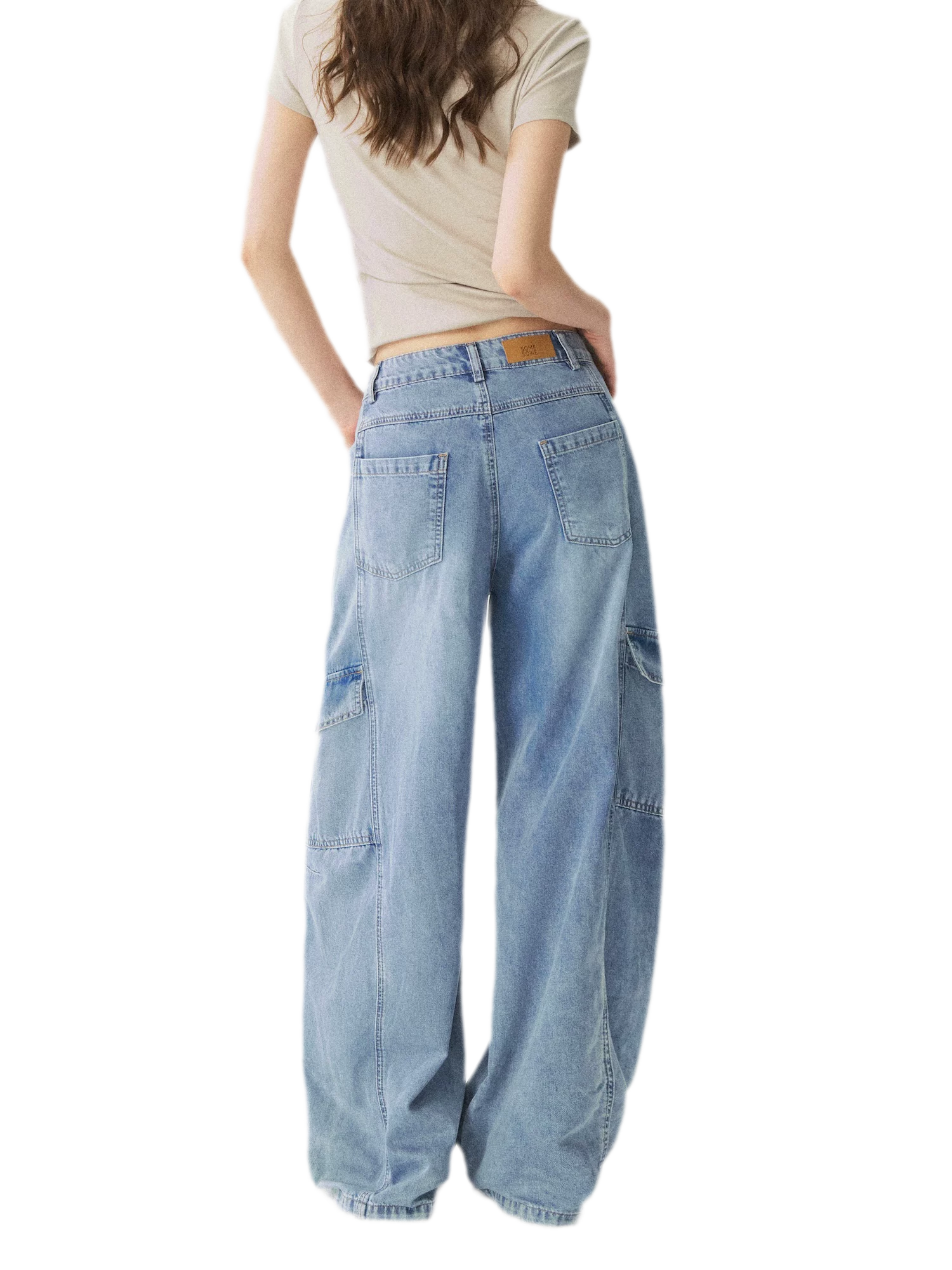 Multi Pocket Wide Leg Jeans