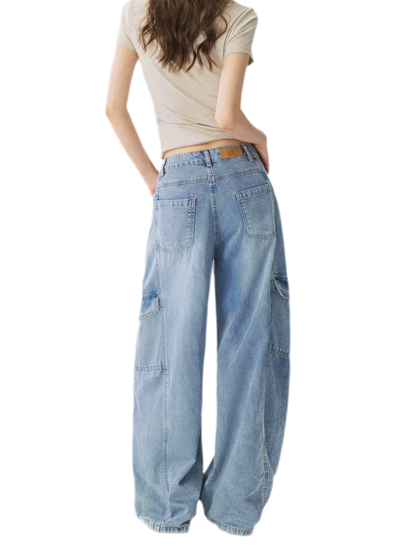 Multi Pocket Wide Leg Jeans