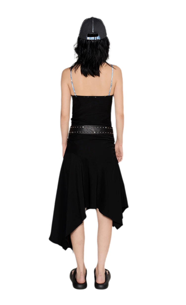 Acetate Asymmetric Slip Dress