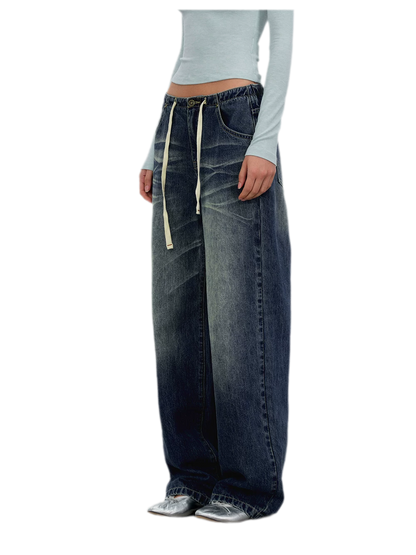 Vintage Wash Wide-Leg Jeans
