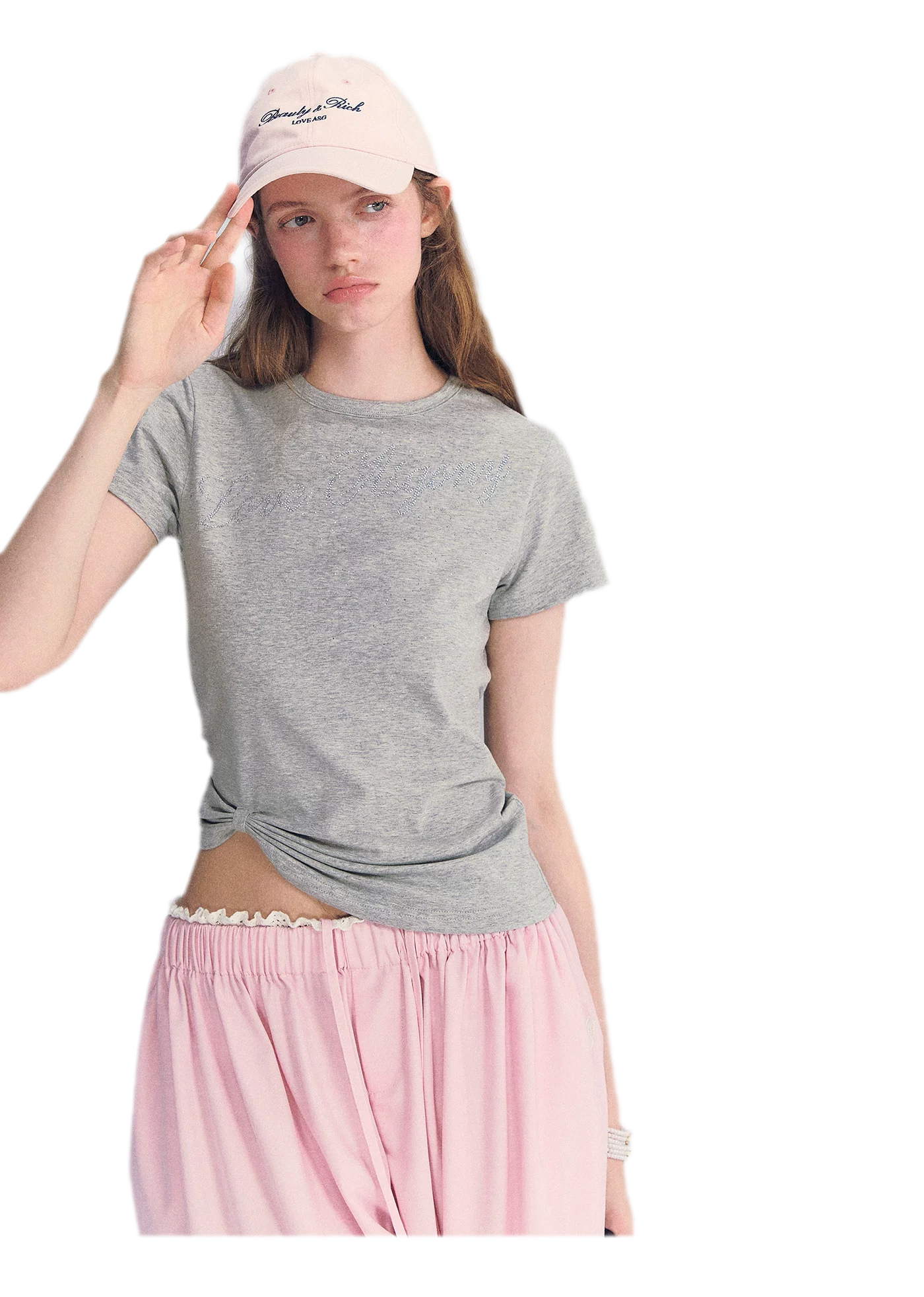 Rhinestone Twisted Hem Tee