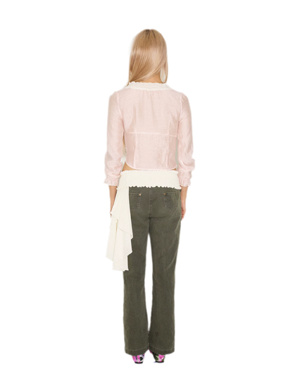 Embroidered Lace Cropped Blouse
