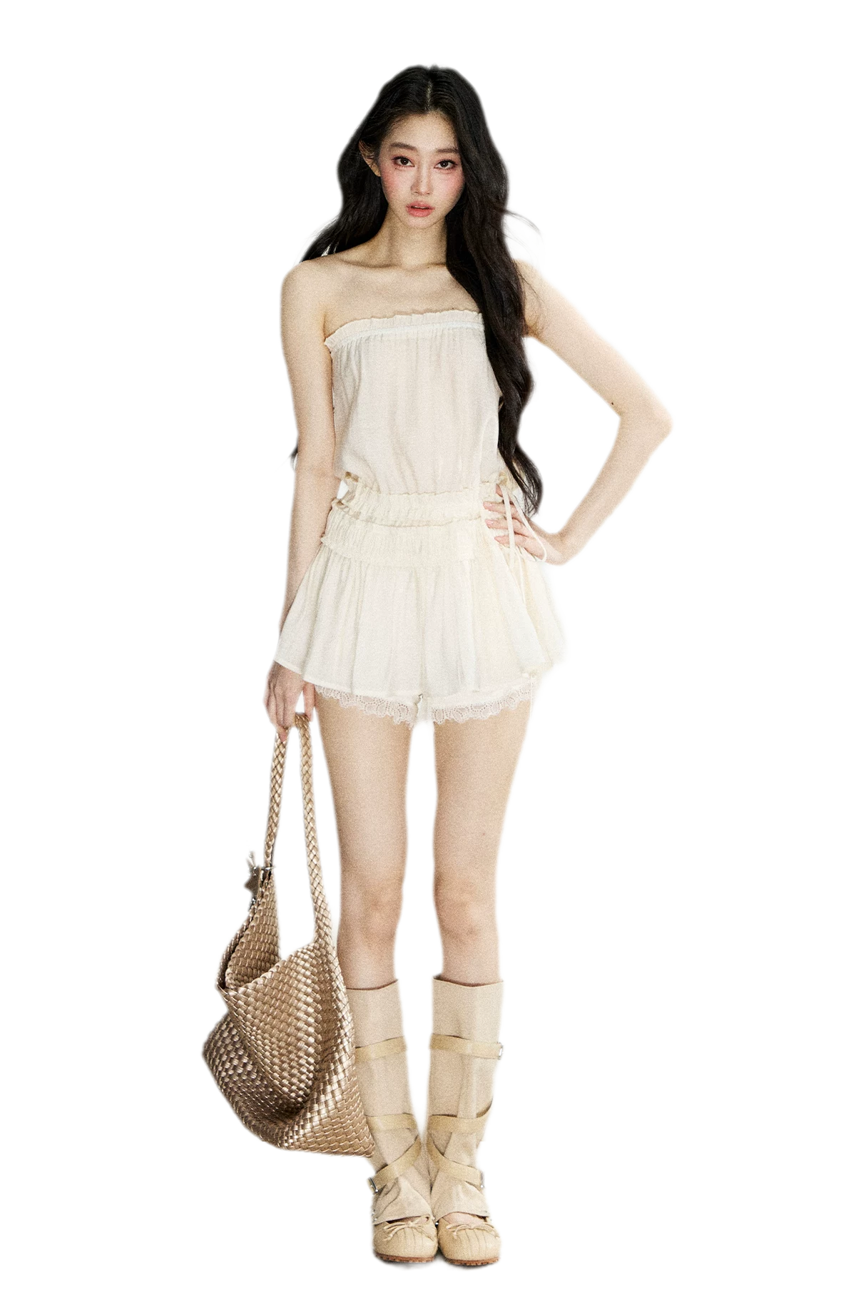 Tencel Strapless Lace Set