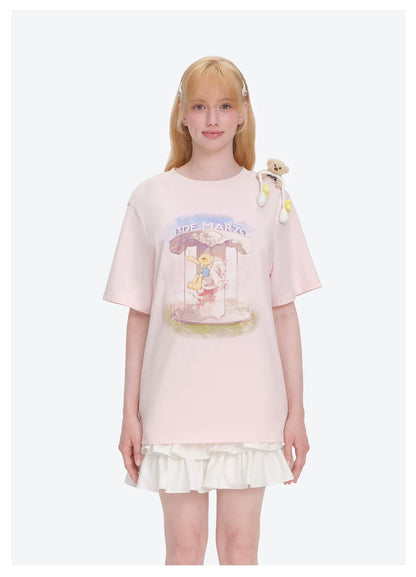 Carousel Print Loose T-shirt