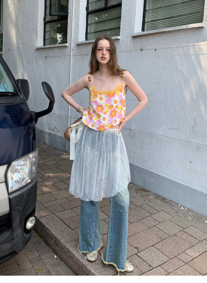 Lace Daisy Embroidery Slip Dress