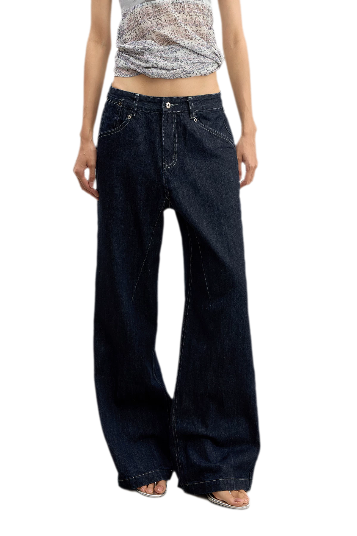Washed Contrast Stitch Jeans