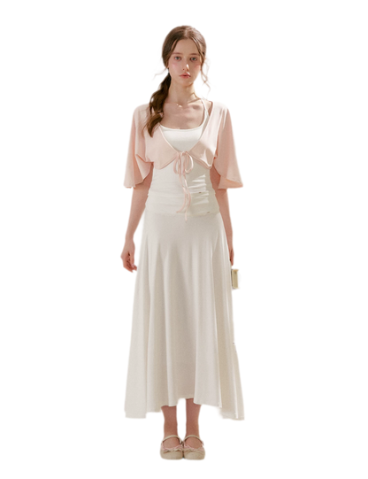 Airy Cloud Feel Halter U-Neck Vest and Batwing