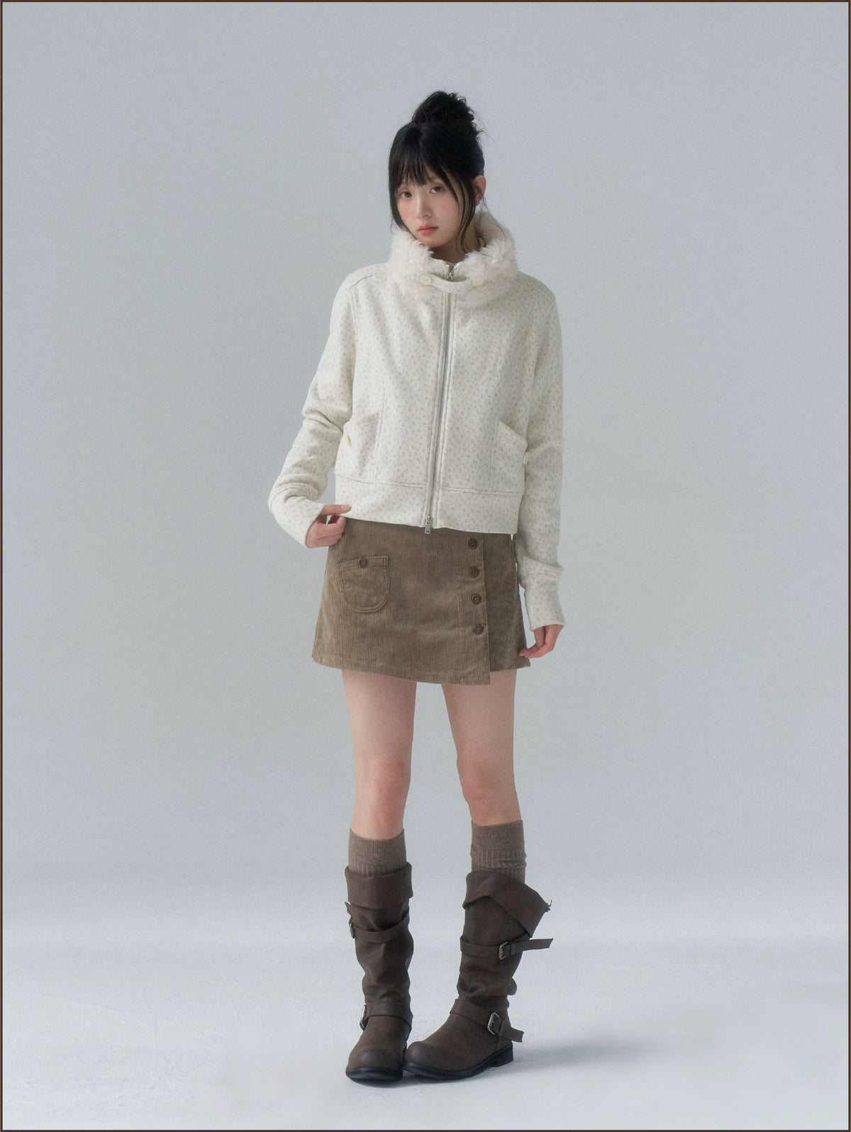 Brushed Jacquard Cropped Jacket