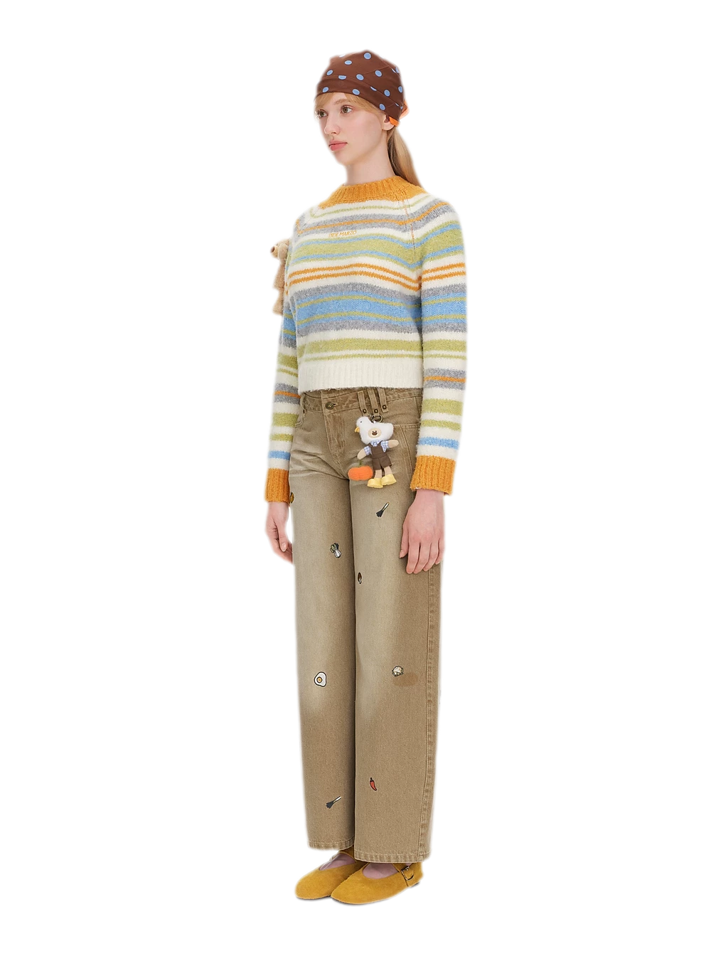 Color-Block Striped Fuzzy Sweater