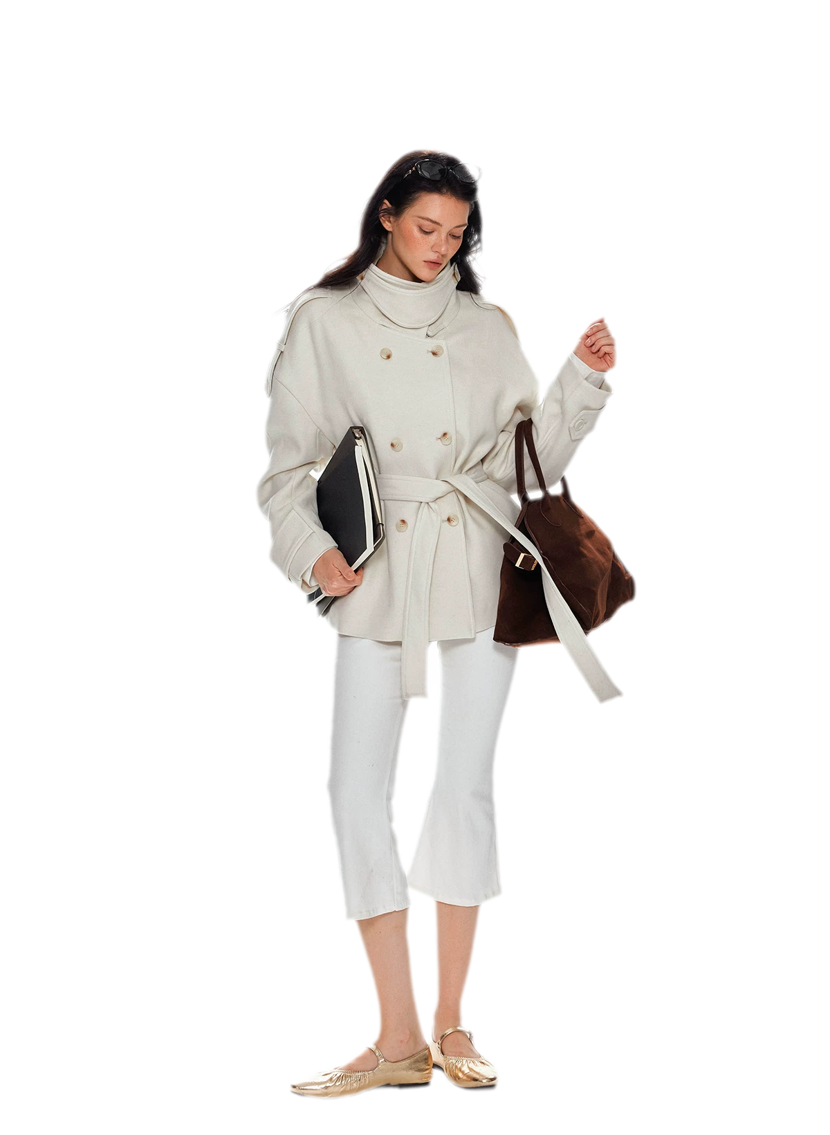 Wool Stand-Collar Belted Coat
