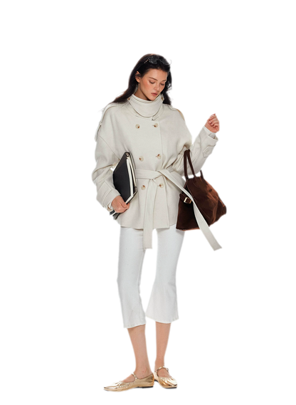Wool Stand-Collar Belted Coat