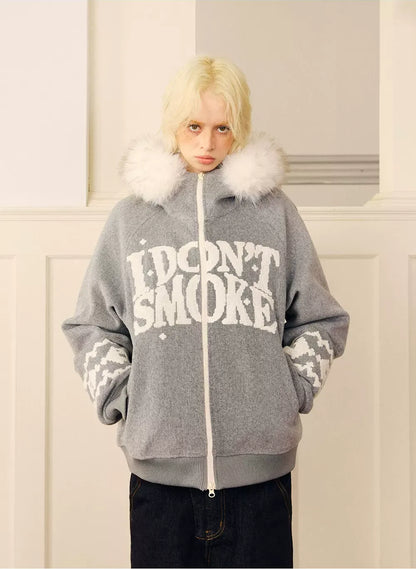 Brushed Fair Isle Hooded Jacket