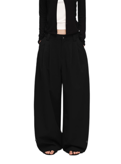 Double Pleat Wide-Leg Suit Pants