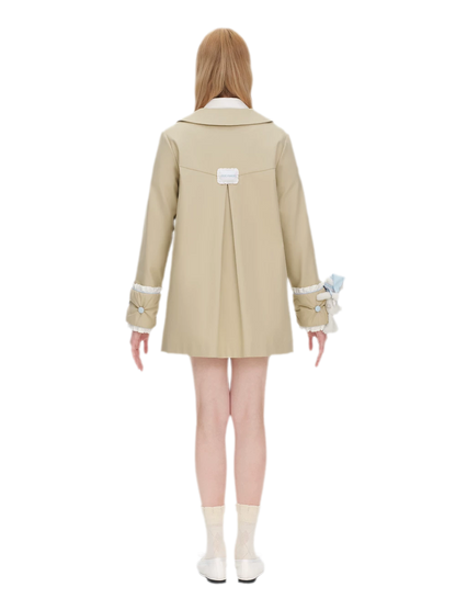 Textured Cotton Double-Breasted Trench Dress