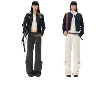 Wool Lace Low-Rise Trousers