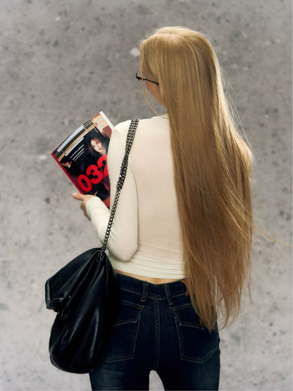 Asymmetric Ruched Long Sleeve Top