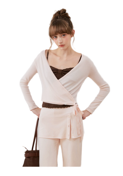 Silk Wool Wrap Knit Top