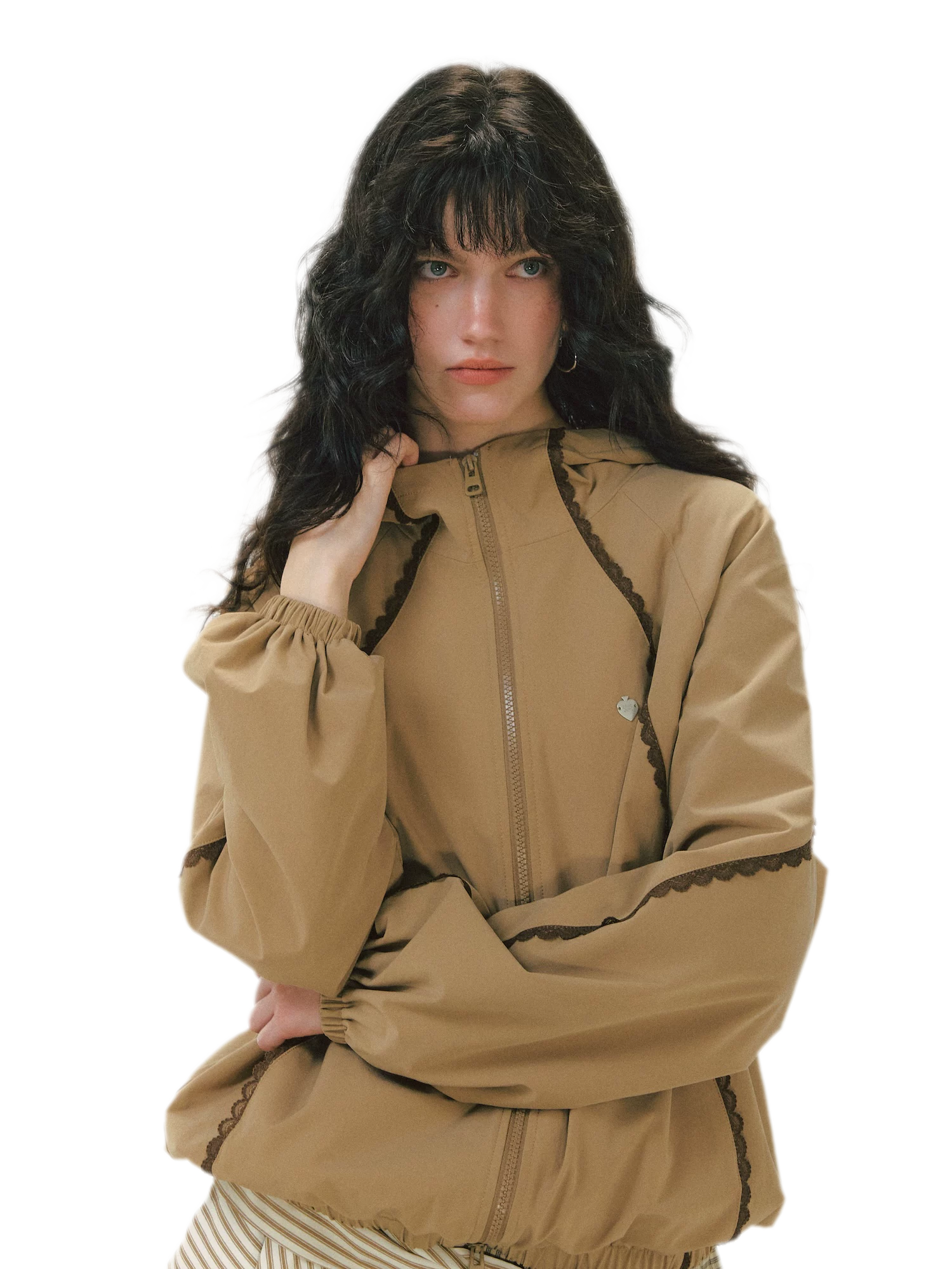 Lace Panel Hooded Jacket
