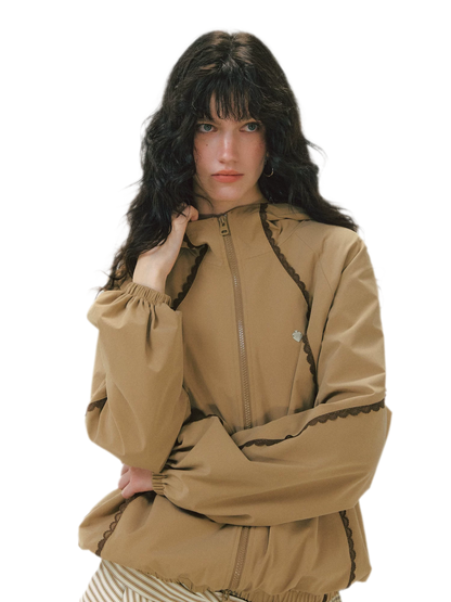 Lace Panel Hooded Jacket
