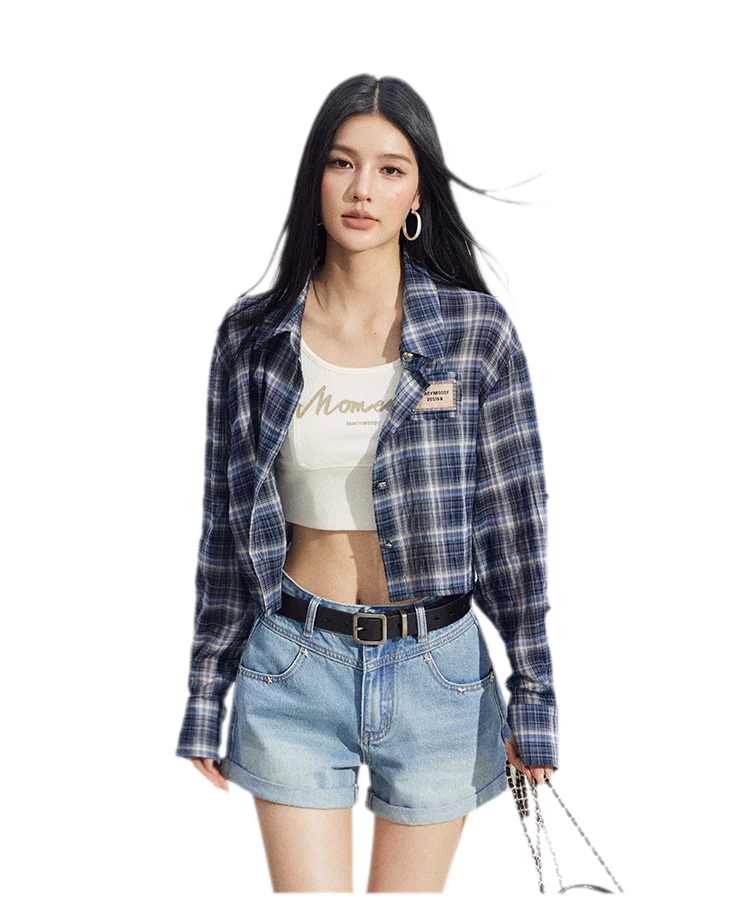 Cropped Plaid Sun Shirt