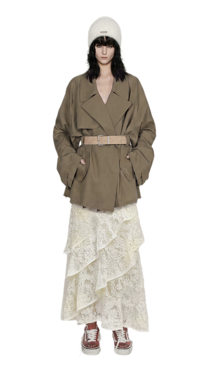 Spray-Dyed Lace Asymmetric Skirt