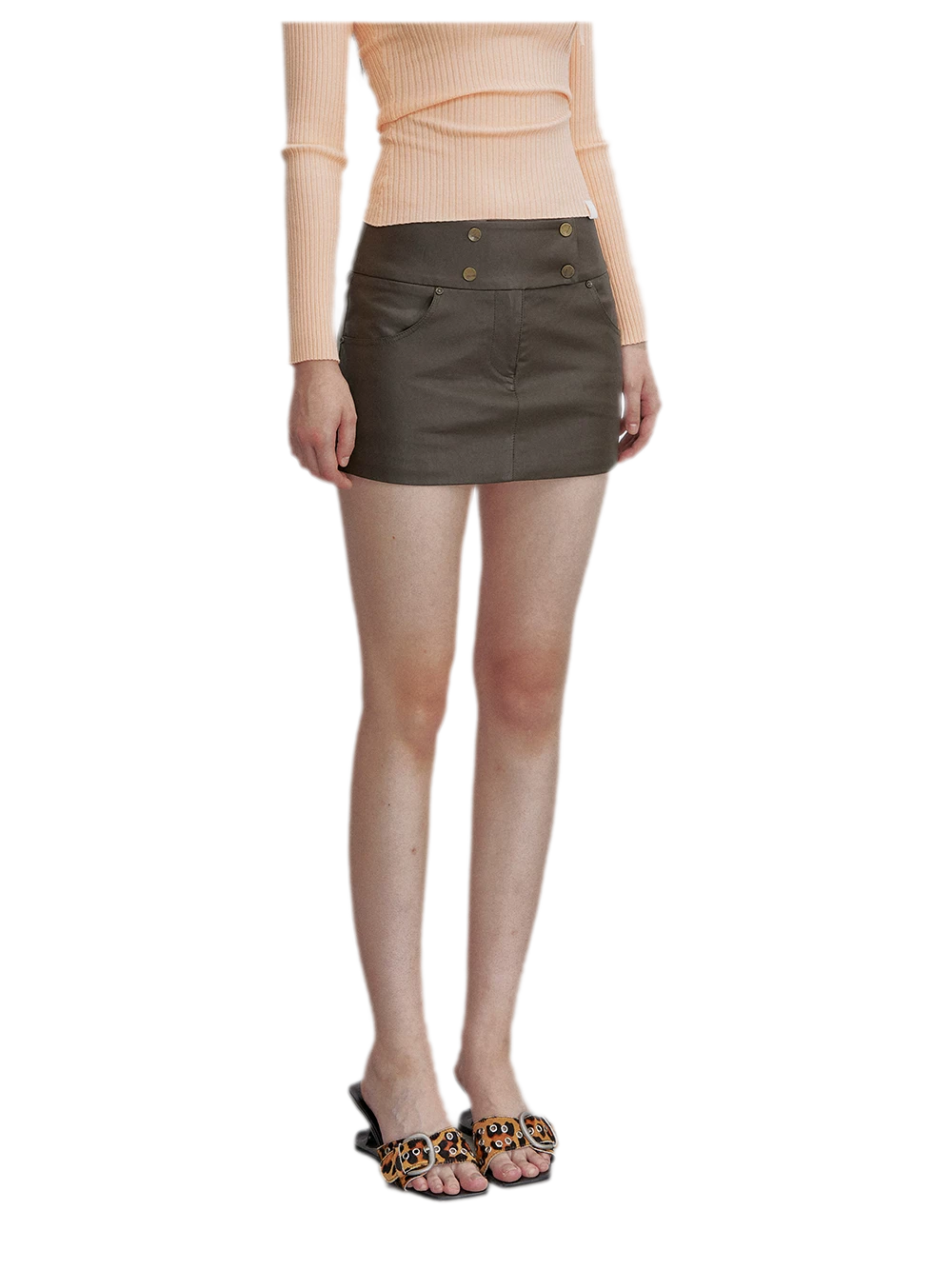 Mocha Brown A-Line Mini Skirt