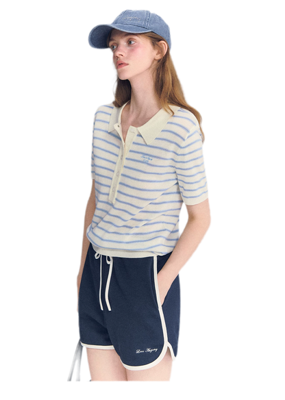 Striped Embroidered Polo