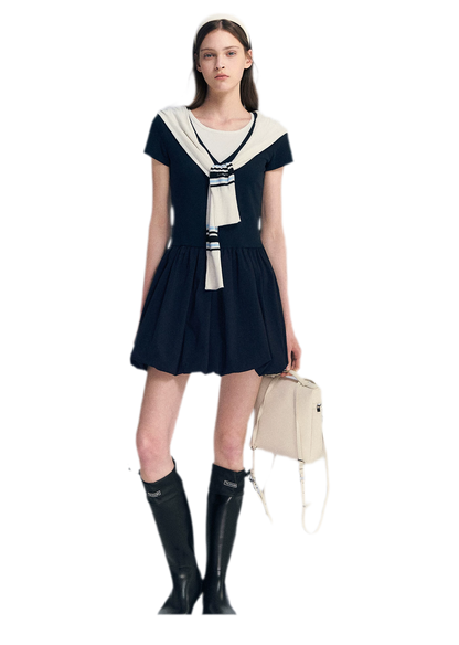 Contrast Trim Bubble Dress