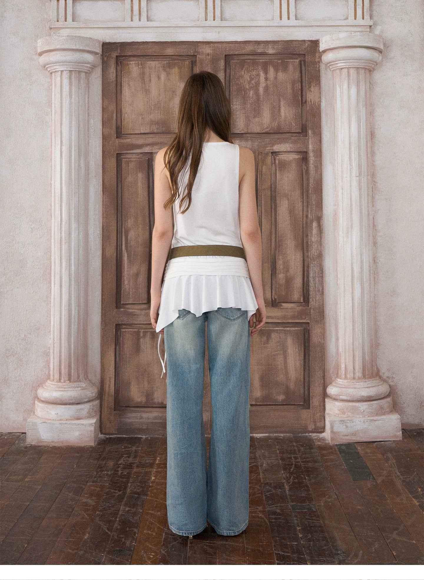 Lace Panel Asymmetric Vest Top