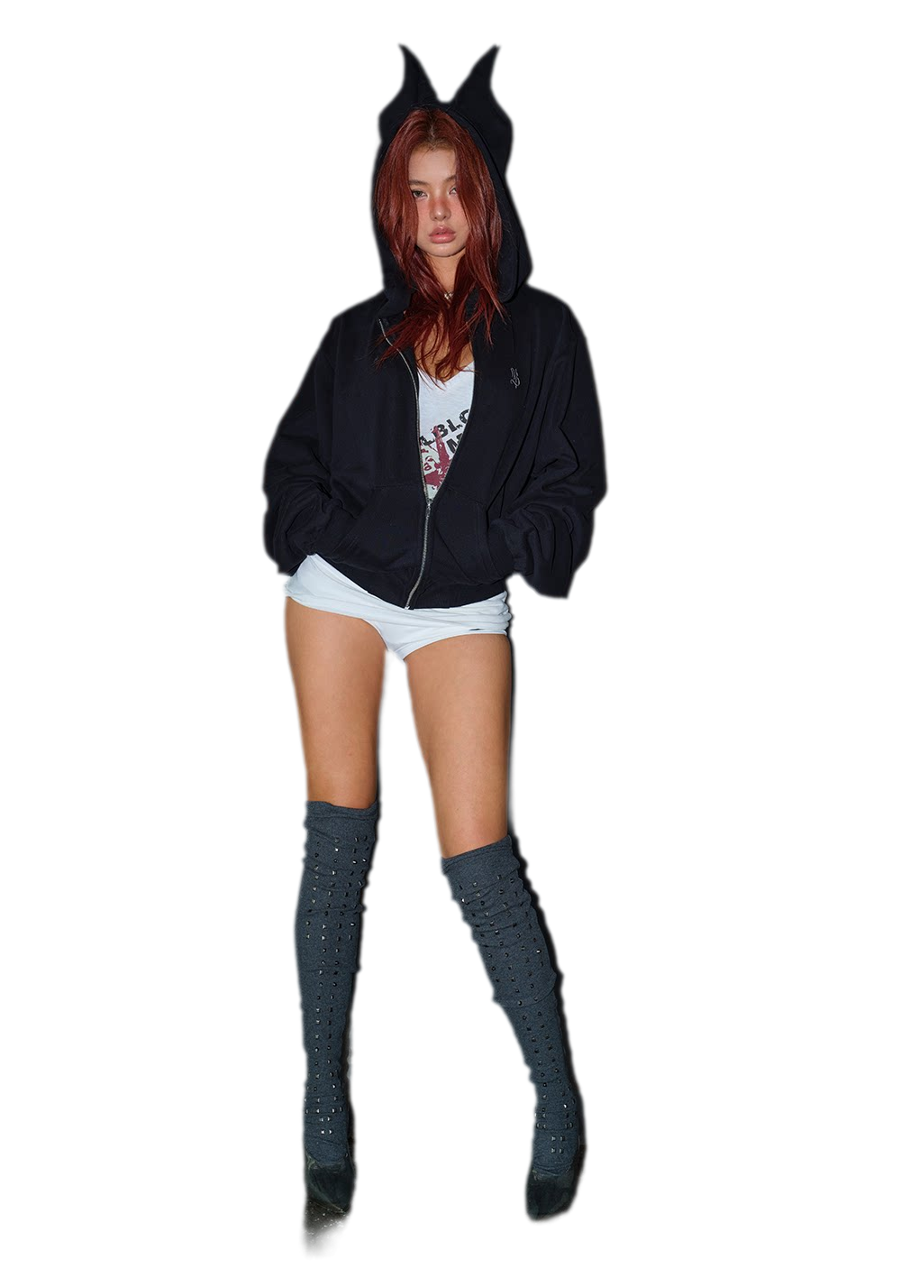 Devil Ear Zip Hoodie