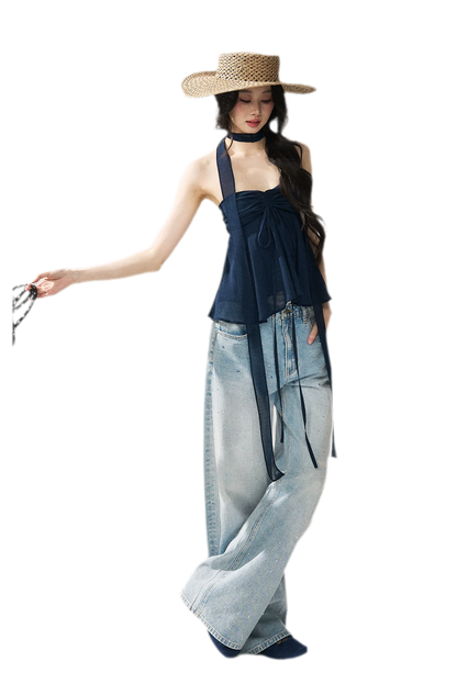 Crystal Trim Denim Pants