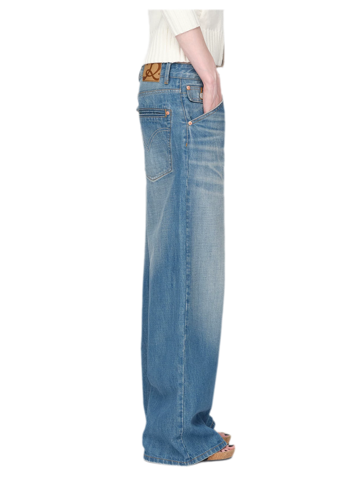 Washed Whisker Wide-Leg Jeans