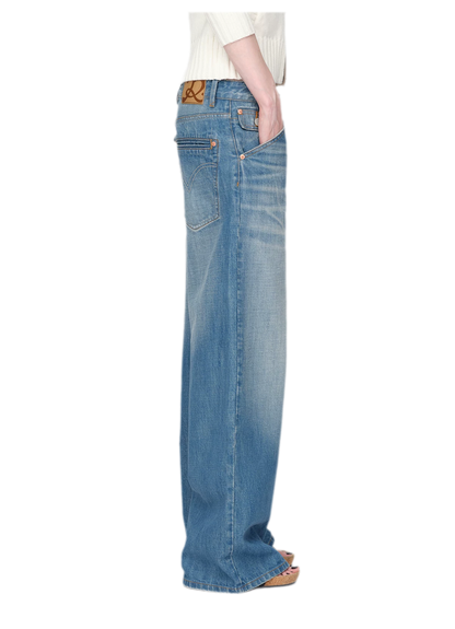 Washed Whisker Wide-Leg Jeans