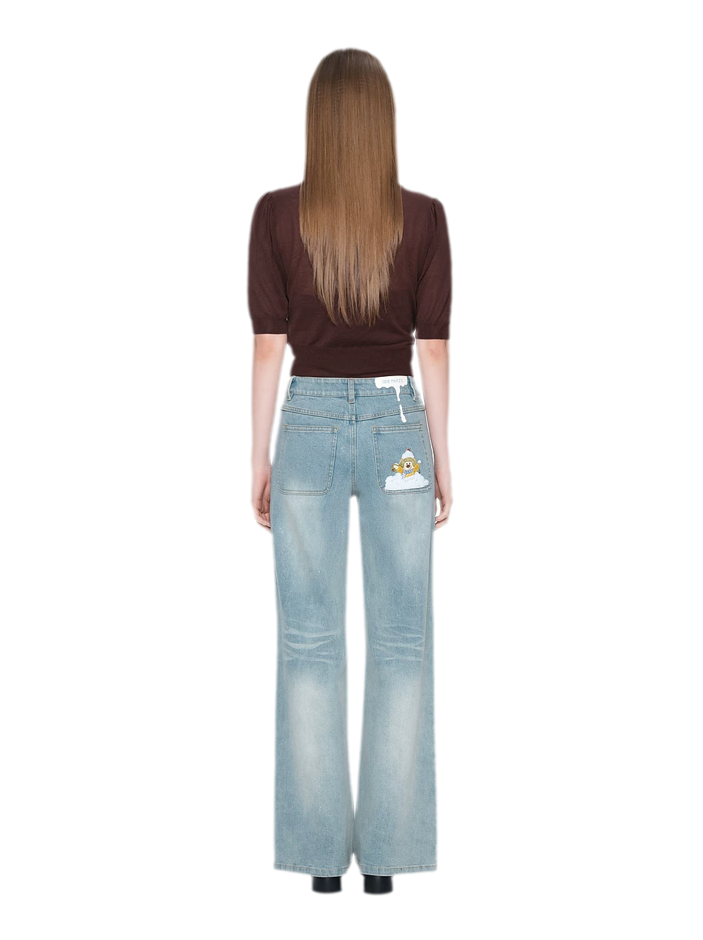 Shimmer Straight-Leg Denim Jeans