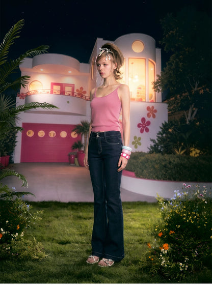 Waterwash Rhinestone Flare Jeans