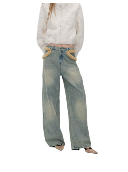 Vintage Washed Wide-Leg Jeans