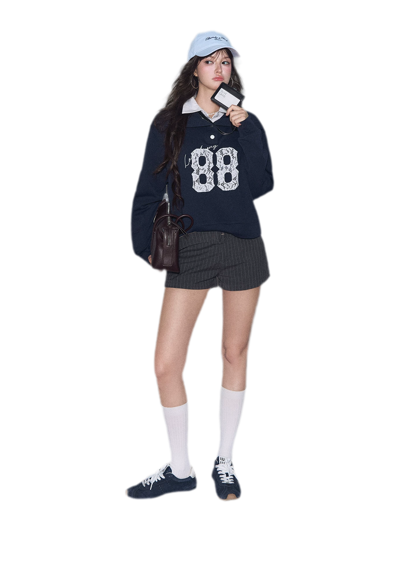 Lace Appliqué Cropped Sweatshirt