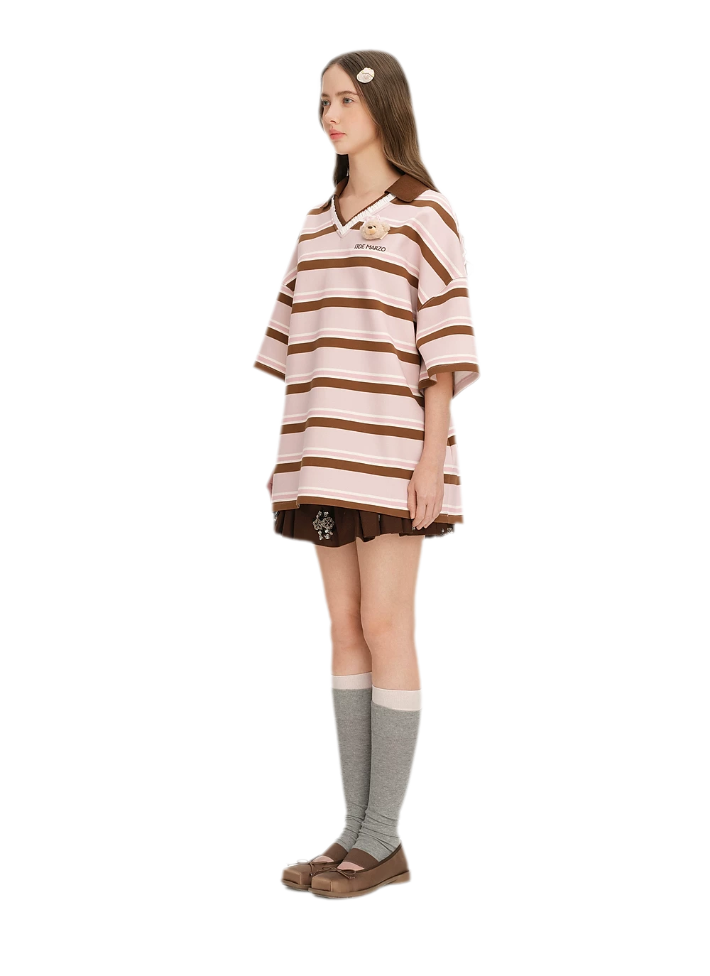 Floral Stripe Polo Tee