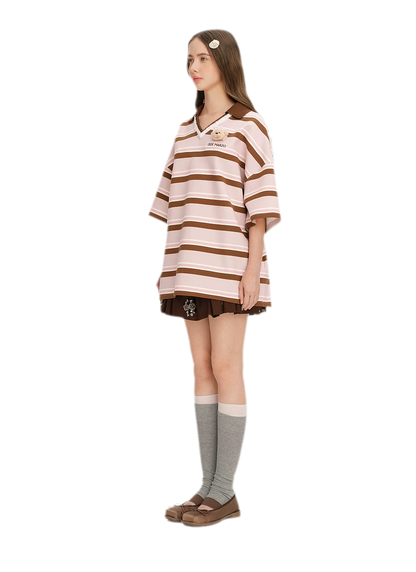 Floral Stripe Polo Tee