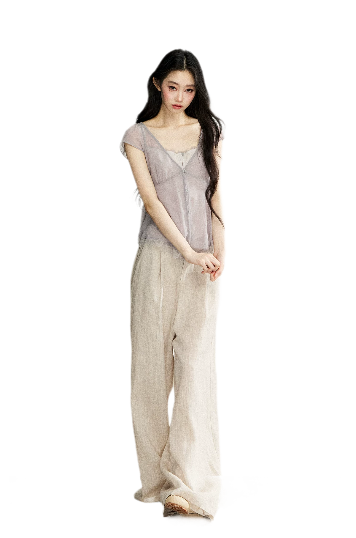 Linen Blend Wide Pants