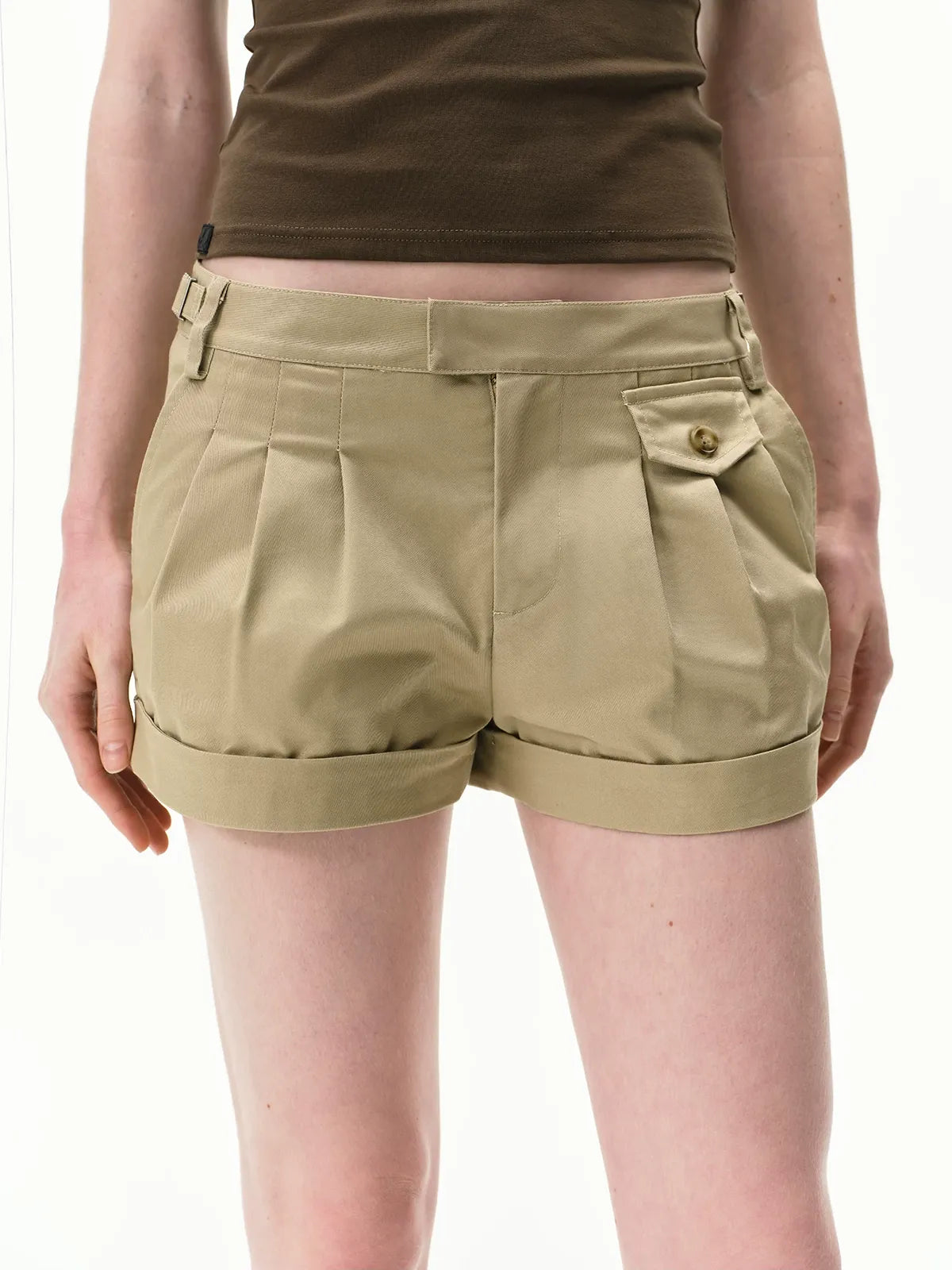 Pleated Twill Shorts
