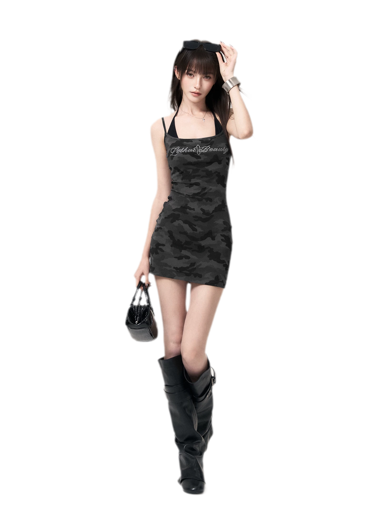 Camouflage Rhinestone Dress